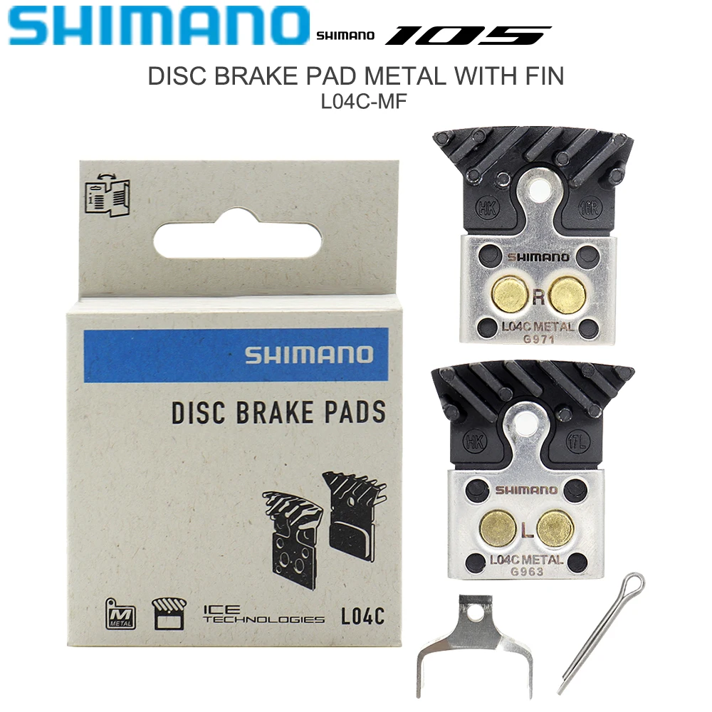 SHIMANO 105 Disc Brake Pads for Road MTB Bike Mental with Fin L04C-MF for Deore XT SLX R9150 R8050 R7100 Di2 R7000 4700 GRX Part