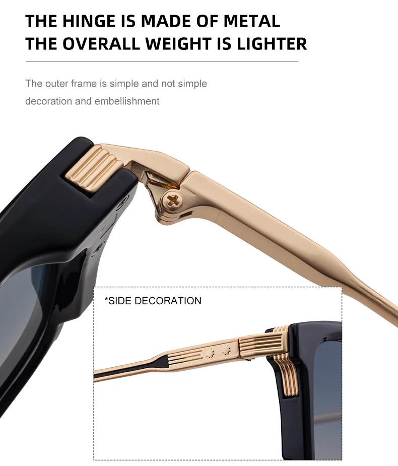 Polarisierte klassische quadratische Sonnenbrille für Herren 2026 – Luxusmarke Steampunk Fahrsonnenbrille für Männer – Vintage Outdoor-Brillen – Detail 9