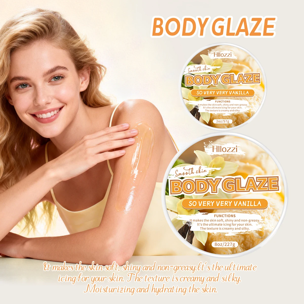 8oz 2oz Body Glaze Vanilla Moisturizes, Protects, and Repairs Skin Brighten skin Boost radiance