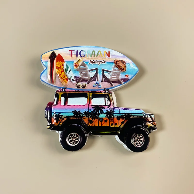 ماليزيا جزيرة تيومان بسيطة الحديثة المناظر الطبيعية شاطئ Car3DResin الثلاجة المغناطيسي زخرفة