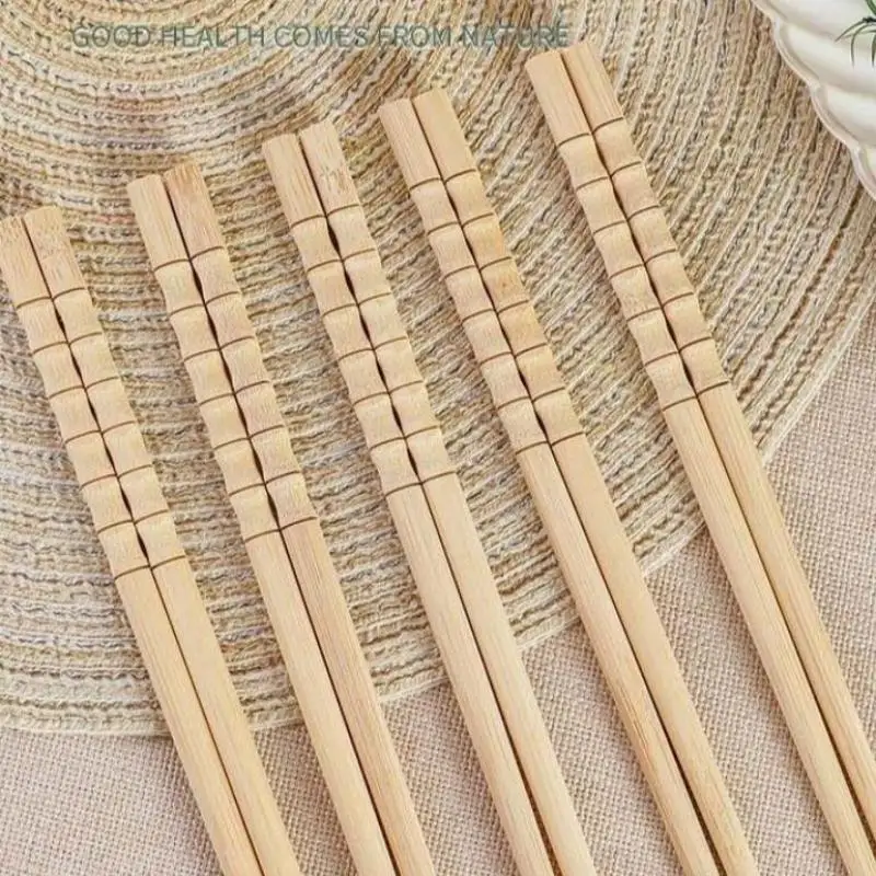10 Pairs Chinese Bamboo Chopsticks Unpainted Wax Free Mold Proof Anti Slip Kitchen Utensils Bamboo Chopsticks Set