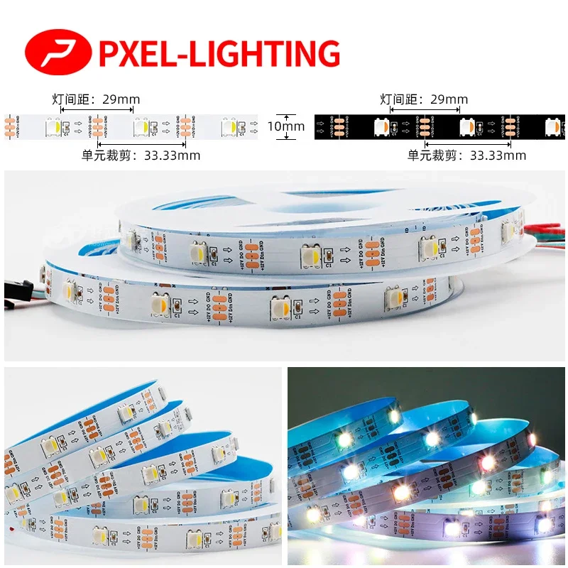 Imagem -02 - Flexível Rgb Led Strip Lights Bar Fita Branca Quente Lâmpada Sk6812 Rgbw Rgbww Cores em ic Smd 5050 Sk6812 5v 12v