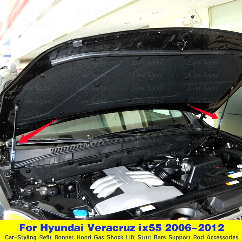 2pcs Car Front Bonnet Hood Modify Gas Struts Lift Support Shock Damper Bars For Hyundai Veracruz ix55 2006-2012 455mm