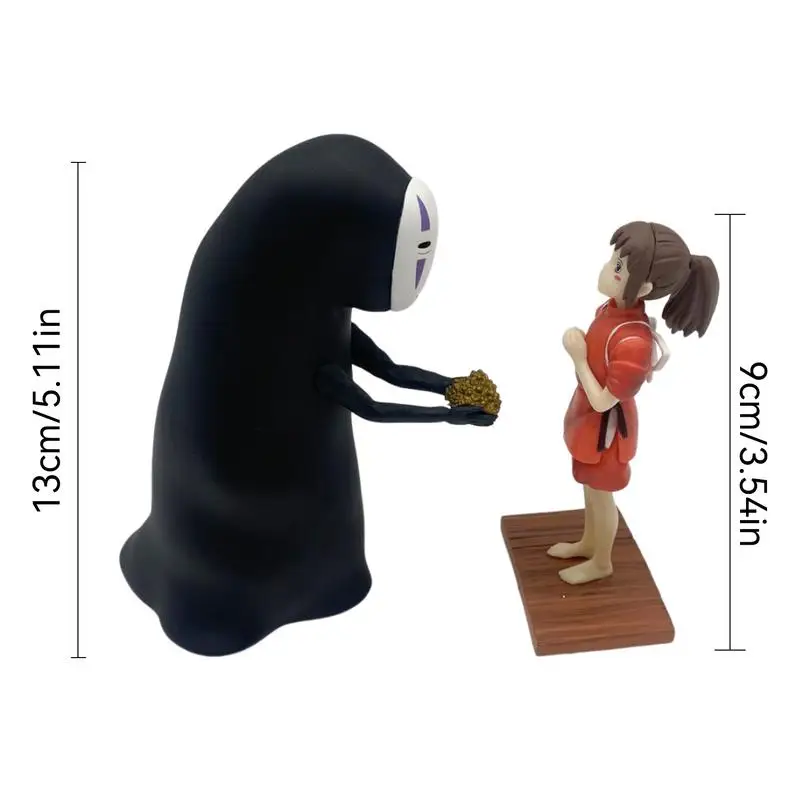 Mini Anime Statue Cute Gils Figures With Faceless Man Collectible Faceless Man Figurine Doll Toys Home Decoration accessories