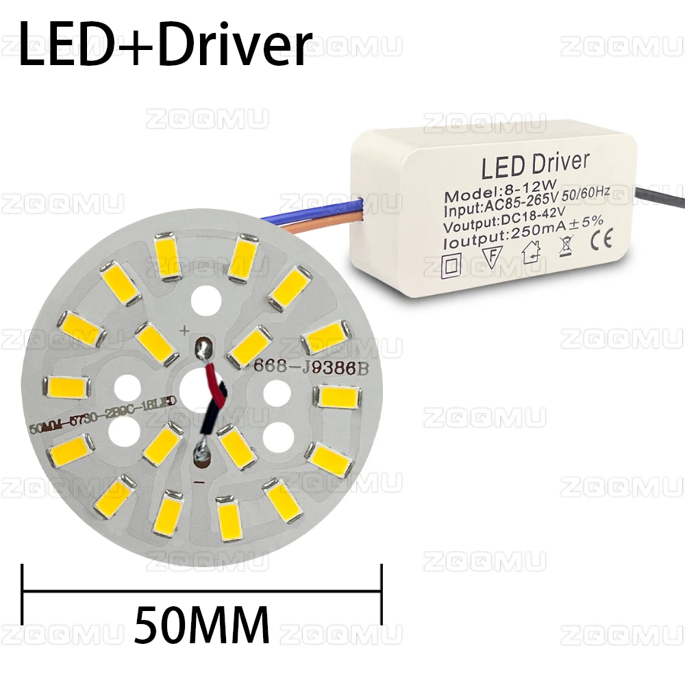 9W LED SMD5730 PCB Lamp Panel 50mm 65mm Power Supply Driver Combination For DIY Ceiling Light Down Light AC85-265V Light Board