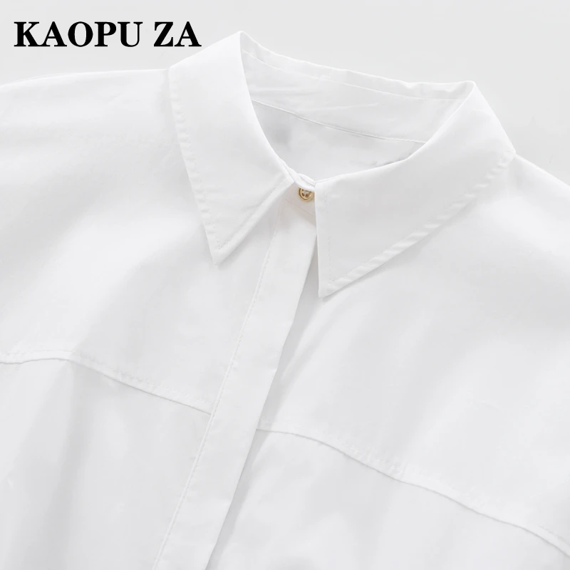 KAOPU ZA Camisa solta com cinto para mulheres, colarinho quadrado, moda casual, básico elegante, novo, primavera, outono, 2022