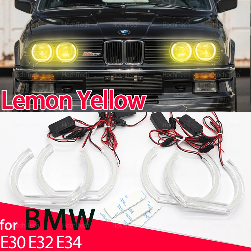 

LED Lemon Yellow Angel Eye Ring Kit for BMW E30 E32 E34 CS CSL Style Auto DRL Eyes Car-styling Accessories