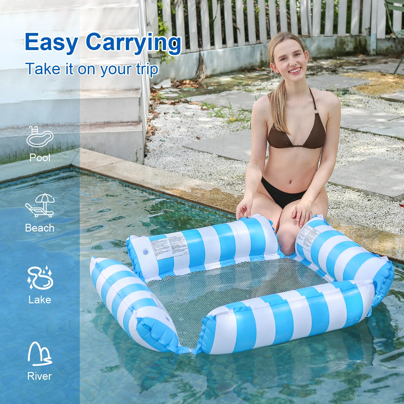 1 Pack Of Inflatable Water Hammock, Adult Swimming Pool Hammock Float, 4-In-1 Multifunctional Swimming Pool Floats