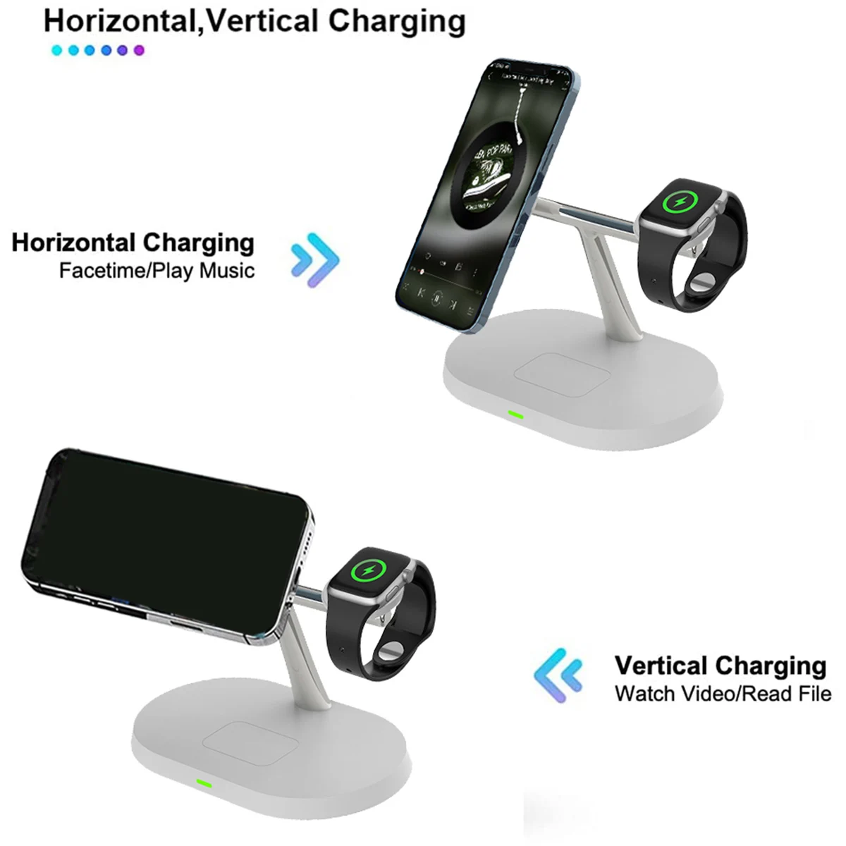 3 in 1 Wireless Charger Stand Magnetic For iPhone 12 13 14 15 16 Fast Charging Station for Apple Watch 9 8 7 6 5 Airpods 2 3 Pro