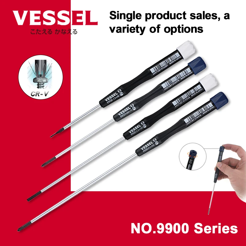 Vessel 1 peça mini chave de fenda de precisão para ferramentas manuais japonesas phillips e com fenda série no9900 micro chave de fenda