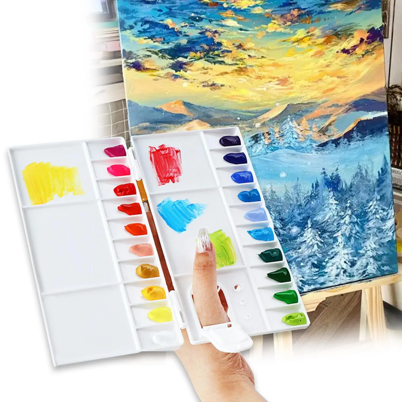 لوحة ألوان مائية مكونة من 25 شبكة لطلاء زيت الأكريليك خفيف الوزن ومطوي