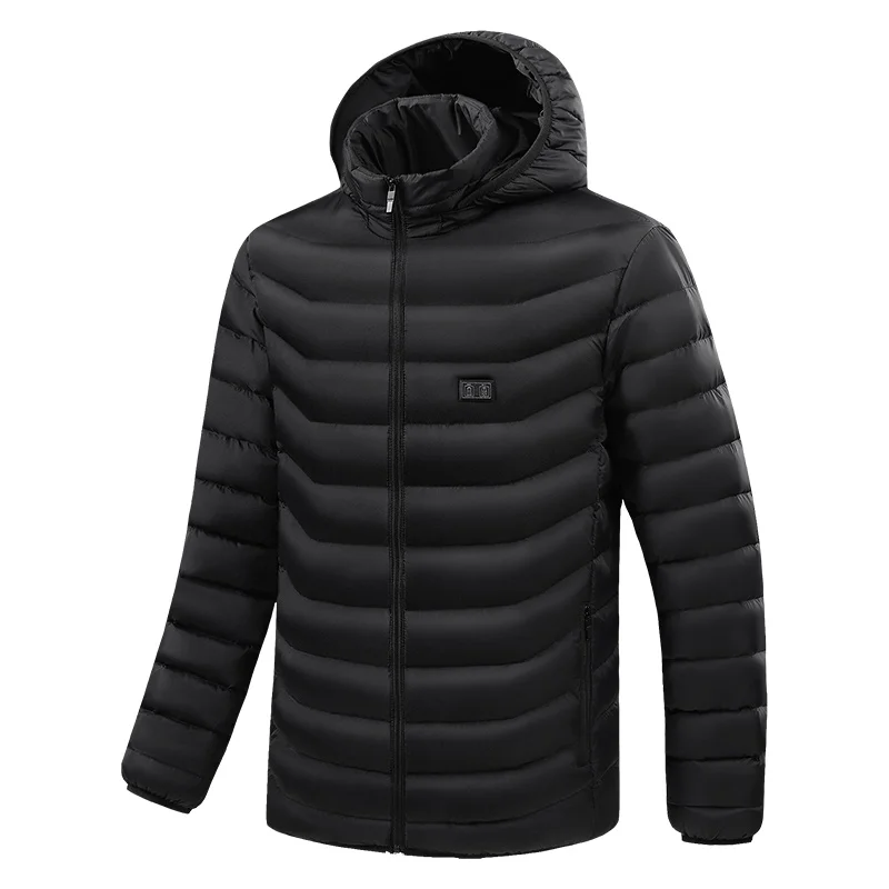 New Men Winter 15 Zone Intelligent Heating Hooded Cotton Jacket Versatile Dual Control Heating Electric Warm Coat(No Power Bank)