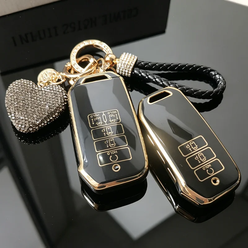 Gold Edged TPU for KIA K7 K8 V6 2022 EV6 2022 Dl3 K5 for Kia Carnival Sedona 2021 Sorento MQ4 7 9 Button Car Key Case Cover Fob