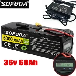 36V Battery 10S4P 60Ah Battery Pack 500W High Power Battery 42V 60000mAh Ebike Electric Bicycle xt60 BMS with Capacity Indicator