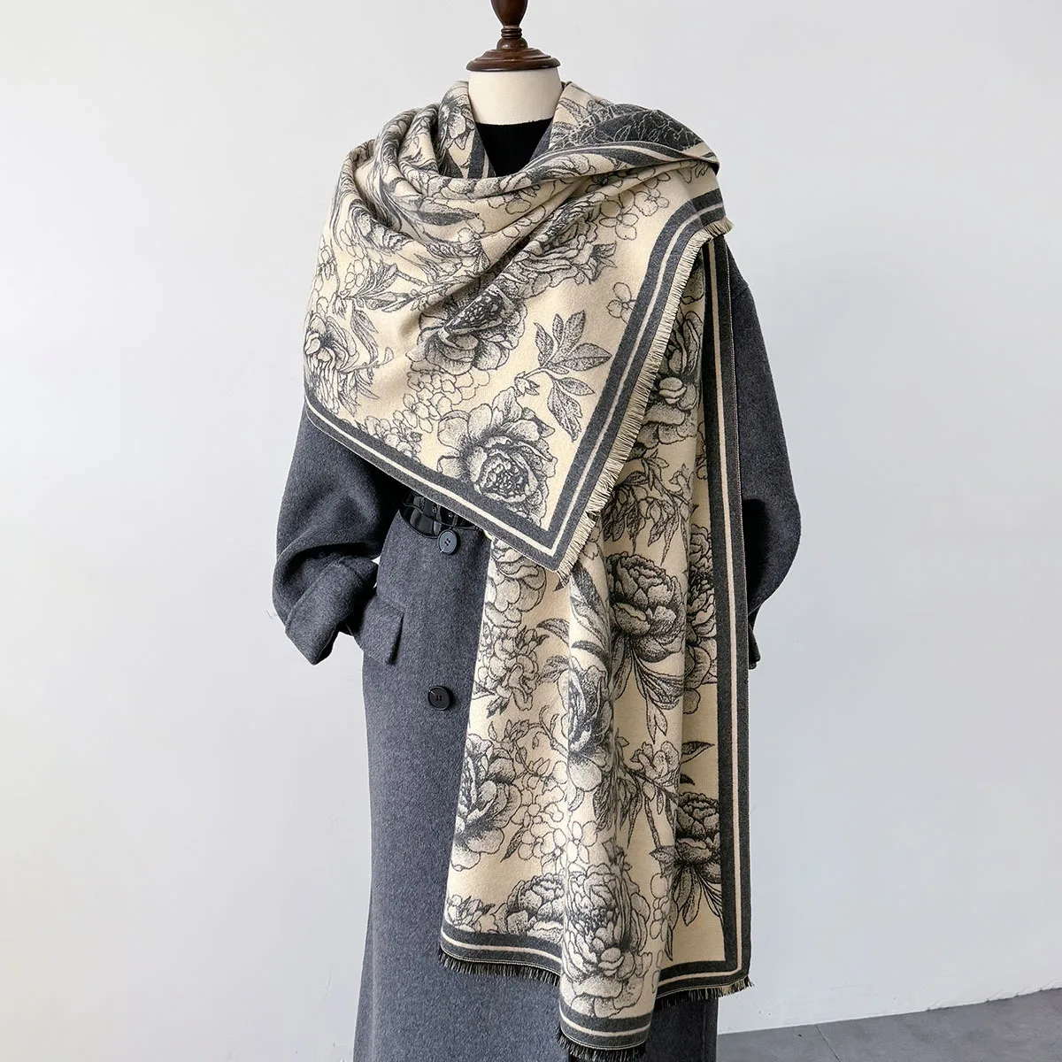 Nuovo Design Eleganza Sciarpa Pashmina Uomo Donna Inverno Spessore Caldo Pashmina Design Scialle Avvolgente Coperta Versatile Foulard Sciarpe