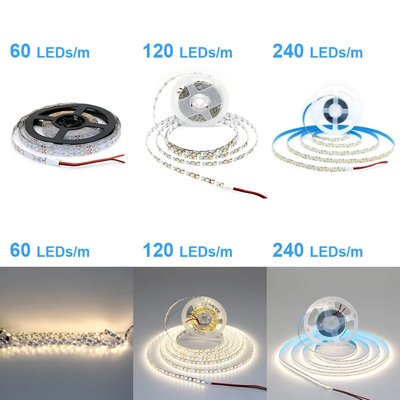 2835 5M 300 600 1200LEDs LED Strip DC12V 24V 120LEDs/m Home Waterproof IP65 Lamp Strip Flexible And Cuttable Soft Lamp Bar