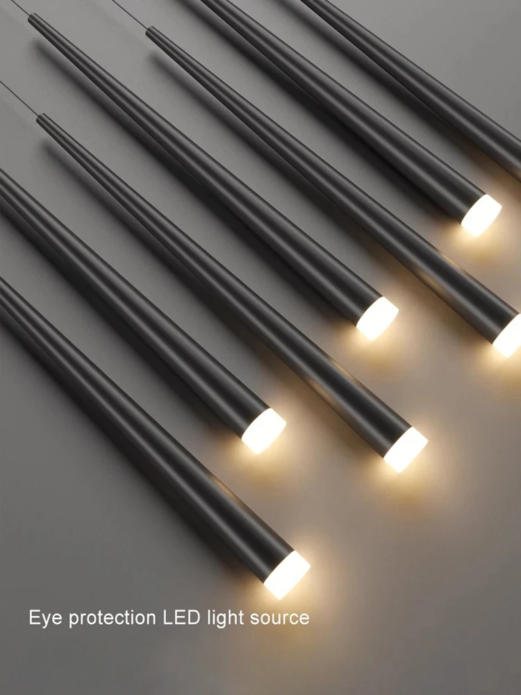 Modern Minimalist Conical Tube LED Pendant Chandelier For Dining Table Kitchen Island Villa Living