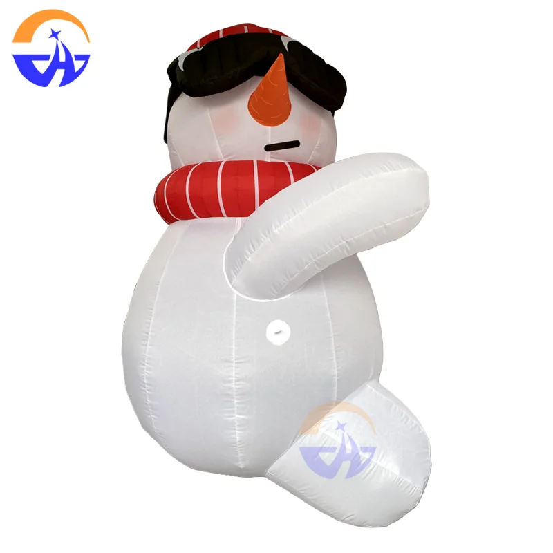 Boneco de neve inflável de desenho animado com óculos para o Natal - Adereço de publicidade e decoração de eventos ao ar livre