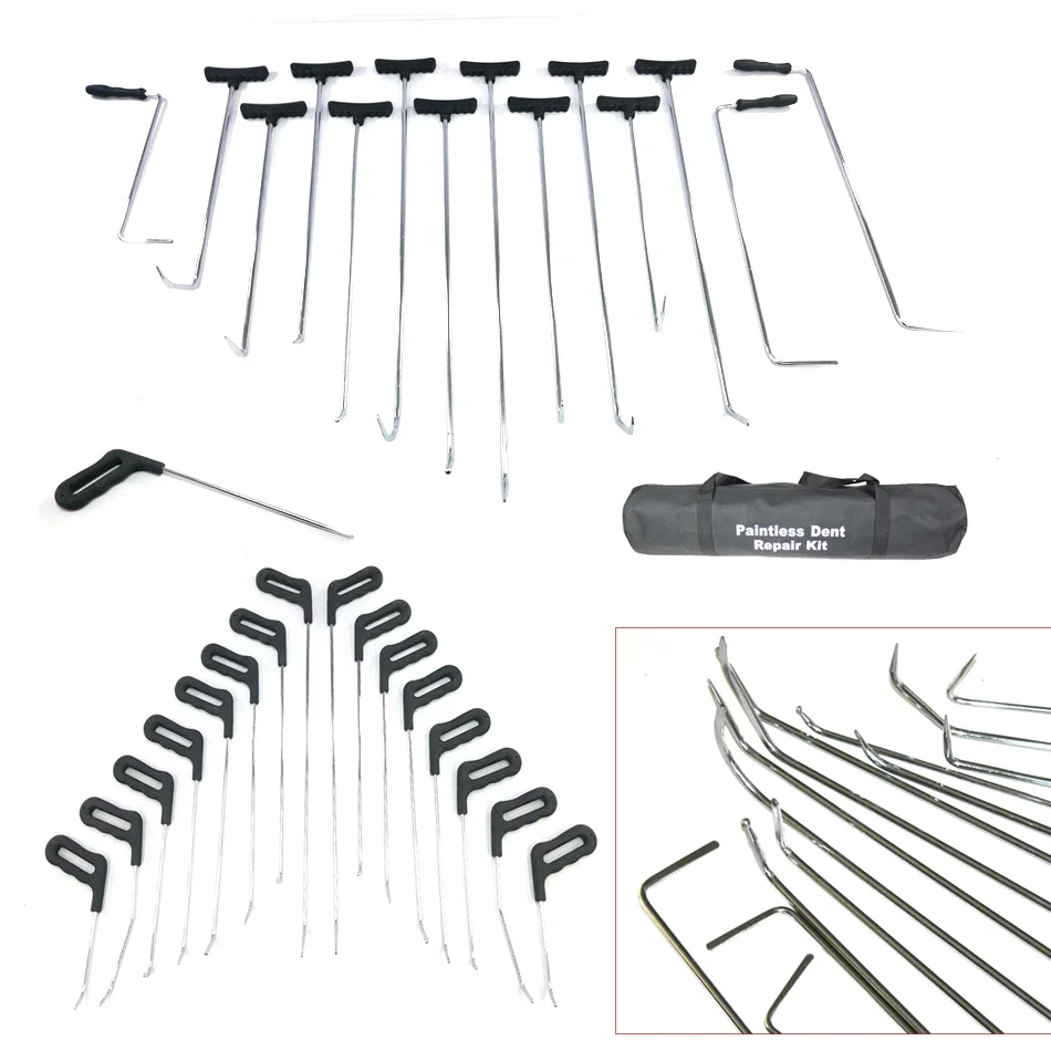 Paint-less Dent Repair Tools Hook Rod Kit Fender Repair Car Beauty Handle Tools with Soft Coating