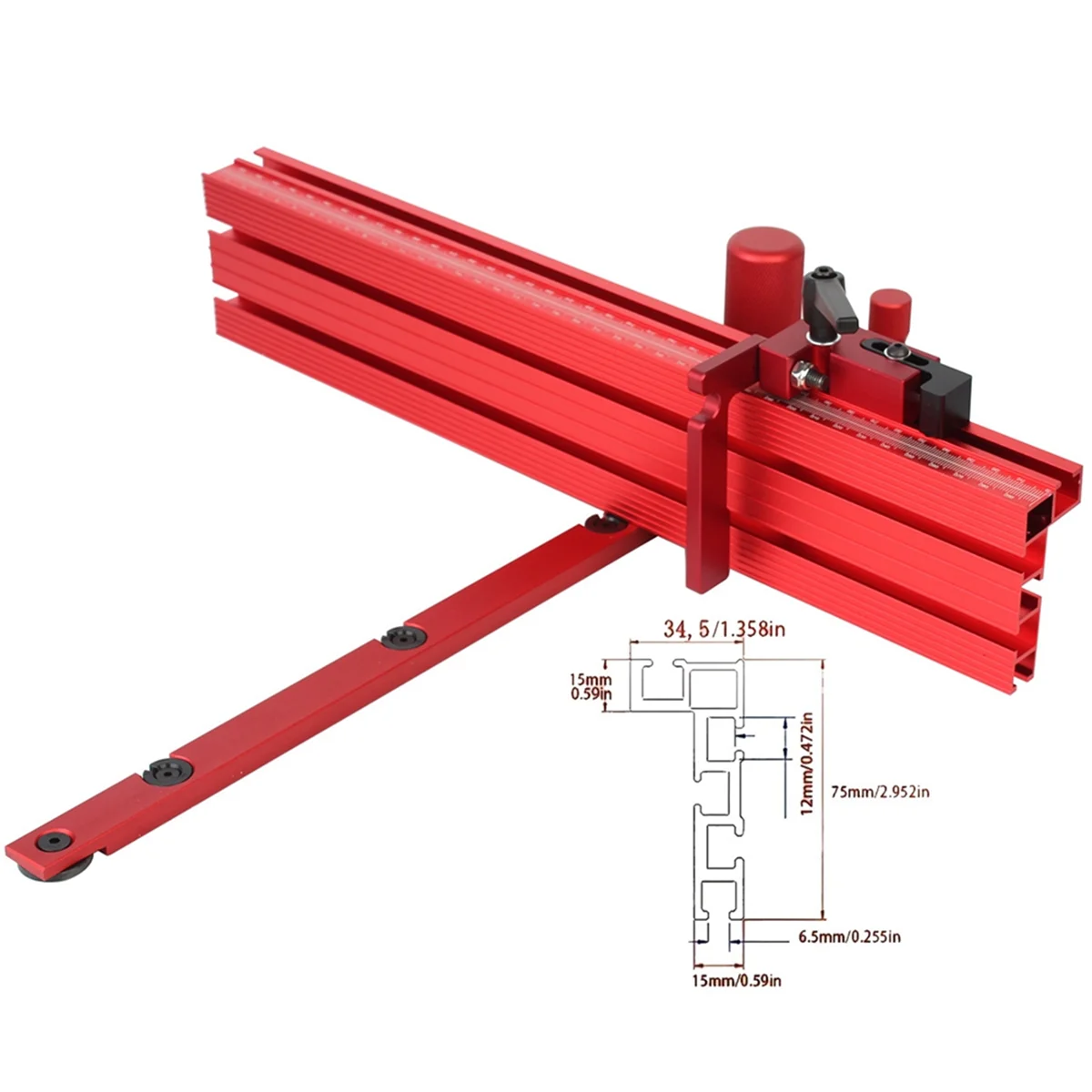 1 Set Miter Gauge and Fence with Track Stop Sawing Assembly Angle Ruler for Table Saw Router Woodworking Bench Tools DIY