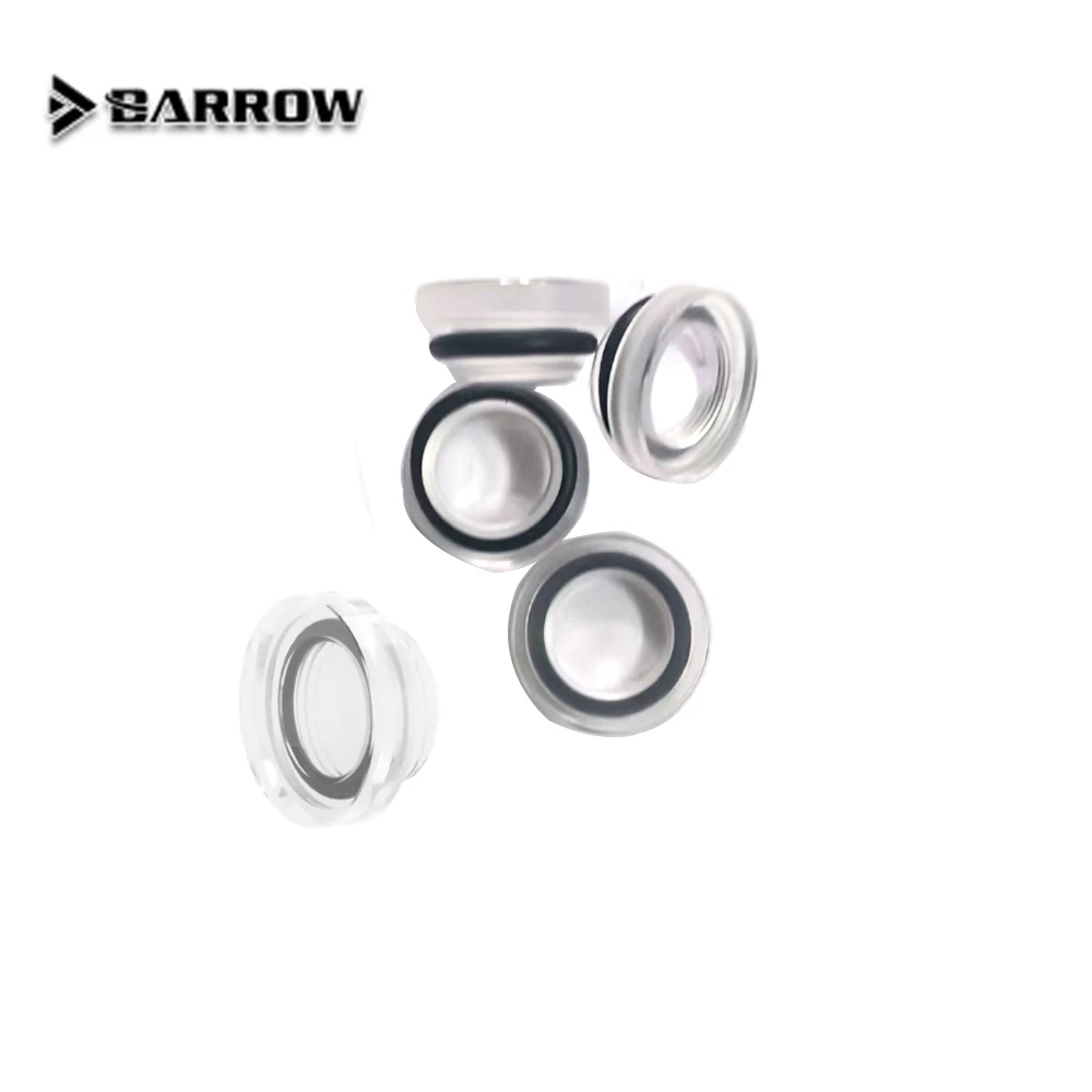 Barrow 4PCS Water Cooling Plug Water Stop Lock G1/4 High Transparency Acrylic Coin Screw Type Fitting