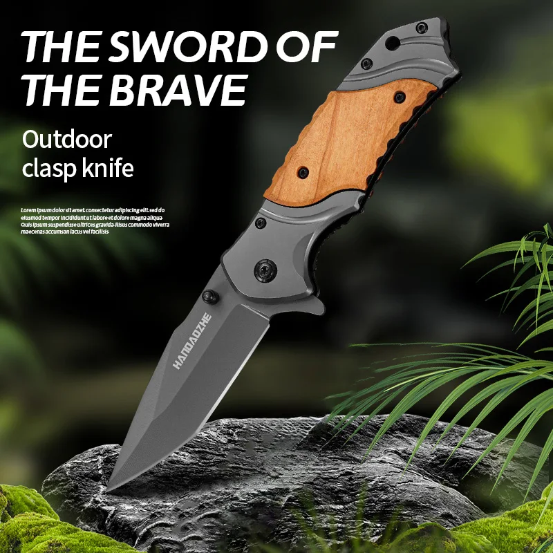 1pc Outdoor Military Tactical Knife, EDC Portable Pocket Knife, Self-Defense, Camping Multi-purpose Survival Knife