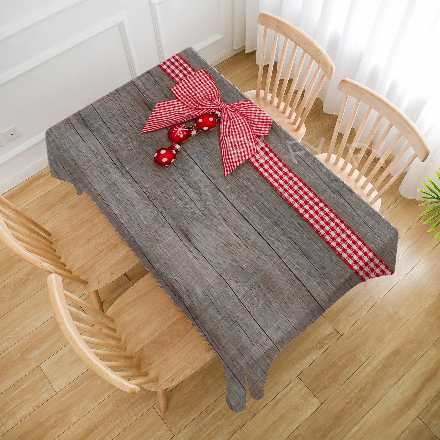 Christmas Tablecloth Bow Christmas Tree New Year Festival Dinner Tablecloth Home Indoor and Outdoor Table Decoration Tablecloth