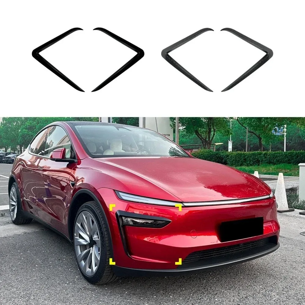 

Front Fog Lamp Eyebrow Wind Knife for Tesla Model Y Juniper 2025 Piano Black Fog Lamp Trim Carbon Look Blade Trim Bodykits