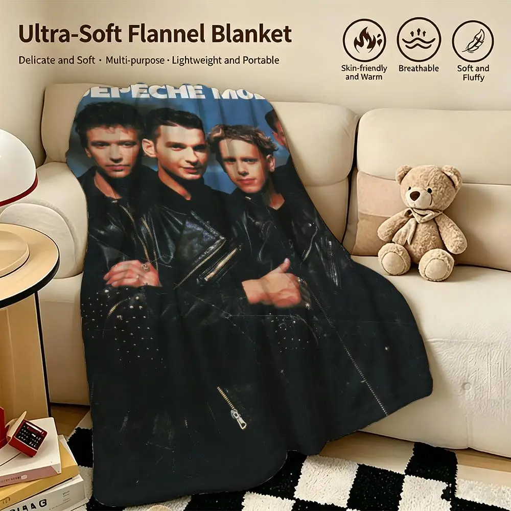 music D-Depeche Mode-E Throw Warm Soft Flannel Blanket, Multi-use for Sofa Bed Camping Travel Nap