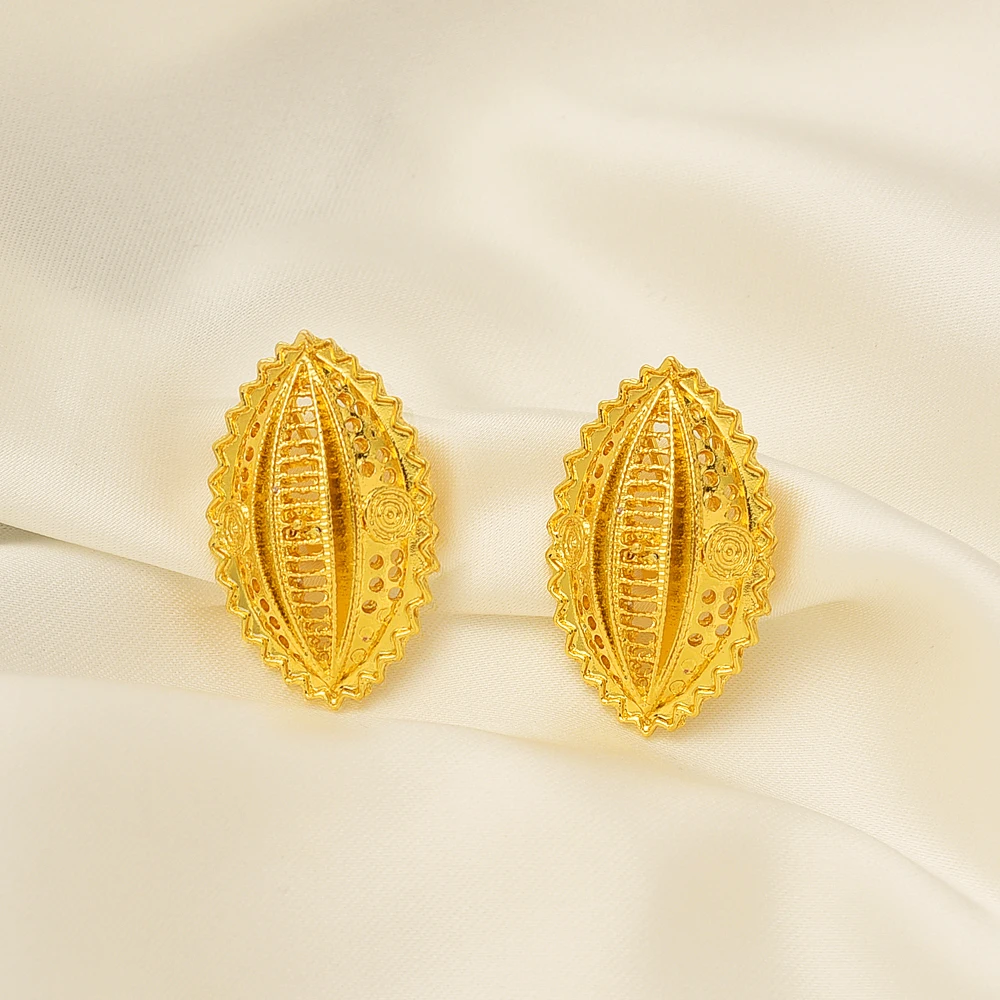 Ethiopian Gold Plated Bridal Jewelry Sets Necklace Earrings Ring Gifts Wedding Jewellery Set For Women