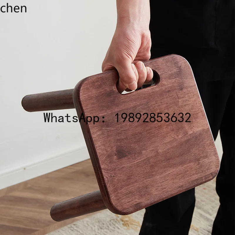 solid wood small bench- living room shoe changing stool- minimalist square stool