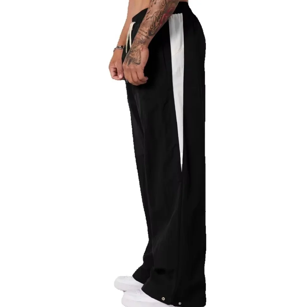 2025 Autumn New Track Pants Men's Loose Casual Pants Wide Leg Trendy Sports Splicing Breathable Pants American Sports Pants