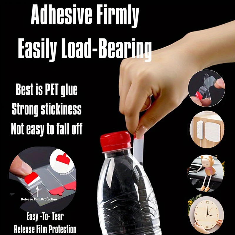 30pcs/60pcs/120pcs Double-sided Adhesive Tape Transparent Extra Strong Sticky Strip For Photos Decor Crafts Removable Stickers