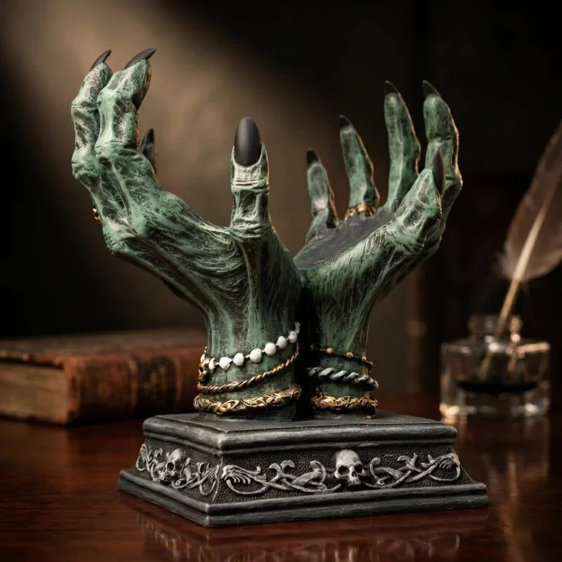 Demon Hand Crystal Ball Stand Resin Base Gothic Table Centerpiece Home Decor Desk Display For Women Men Couples Halloween Gift