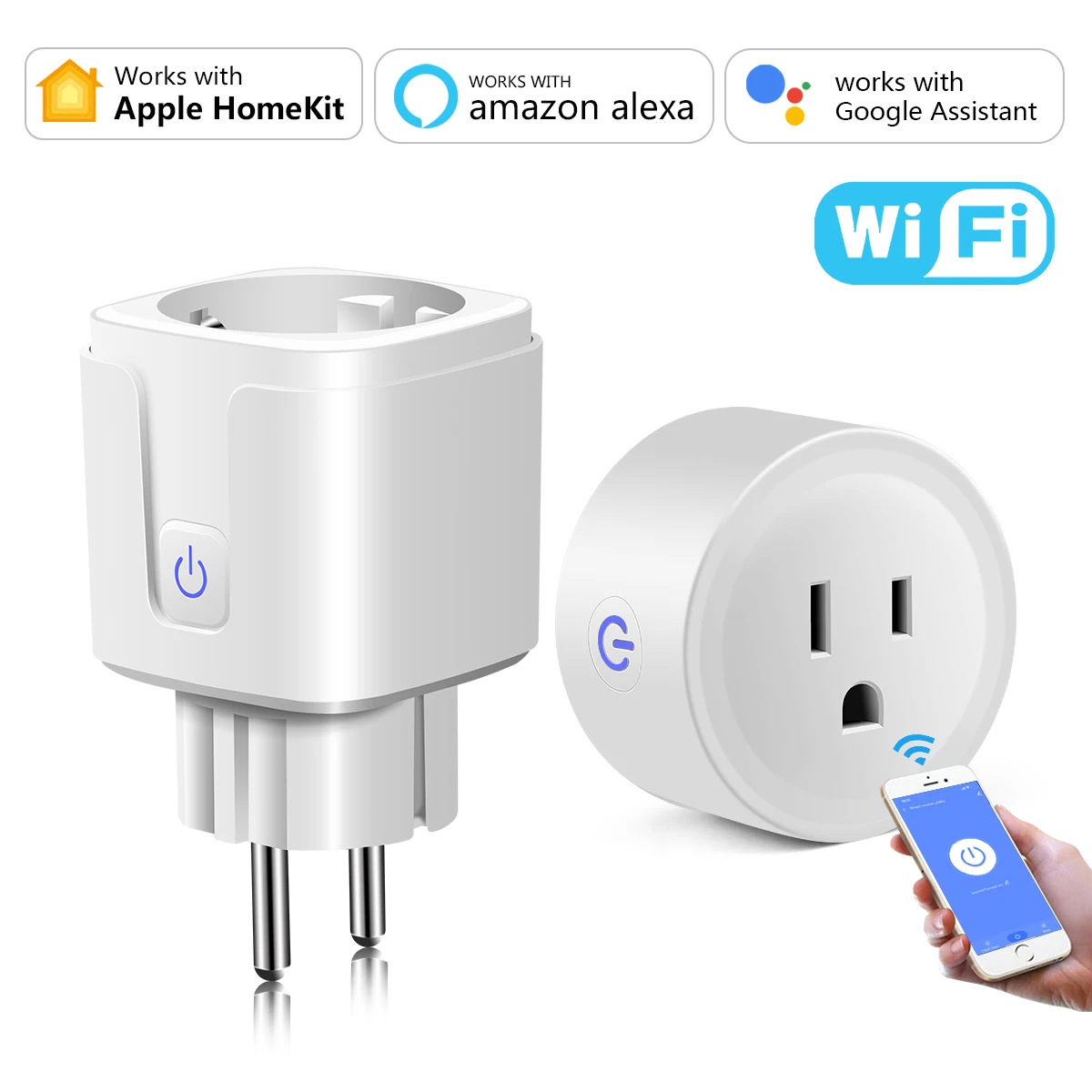 

Smart HomeKit Switch WIFI Remote Voice Control Timming Socket Work with Alexa Google Assistant Support for apple and Android