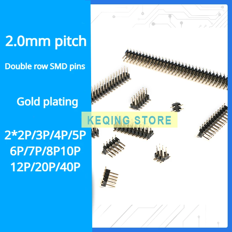 2.0mm pitch double row pin header 2*2P/3/4/5/6/7/8/10/12/20/40P