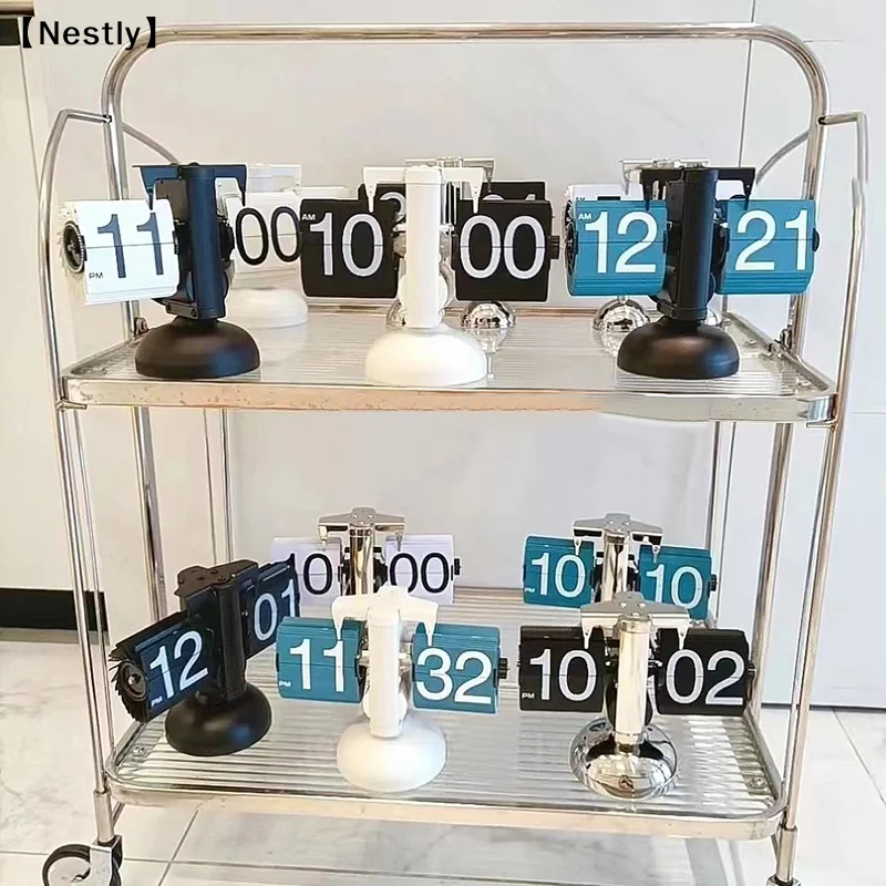 Wohnzimmer-Tischuhr, Kunsthandwerk, eine Flip-Uhr mit automatischem Umblättern für die moderne Heimdekoration〔Nest〕