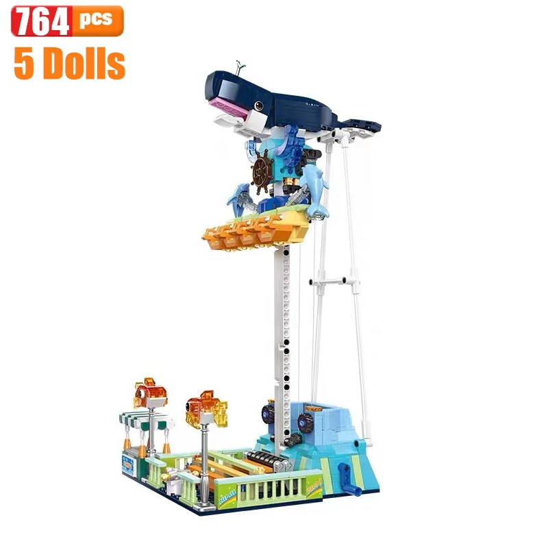 Ideas Pirate Park Building Blocks City Amusement Park Roller Coaster Bricks Model Creative Expert Toys For Kid Xmas Gift MOC