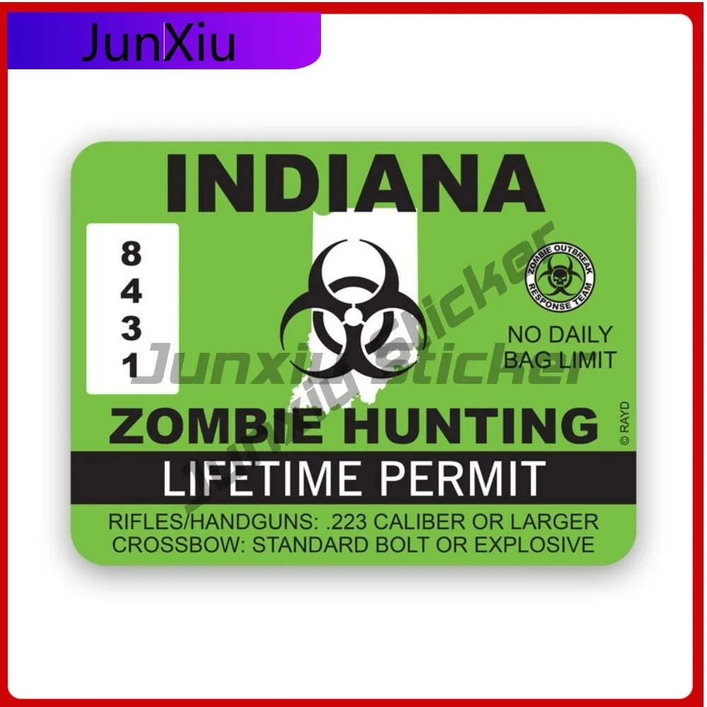 

Indiana Zombie Hunting Permit Sticker Creative Decals Undead Corporeal Revenant Zombies Hunter In Auto Decor Car Sticker Vinyl