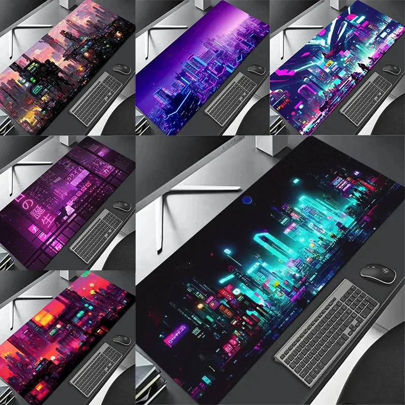 

Cyberpunk Neon City Mouse Pad Gaming Anime Gamer Desk Mat Xxl Keyboard Pad Desktop Large Laptop Computer Table Surface Carpet