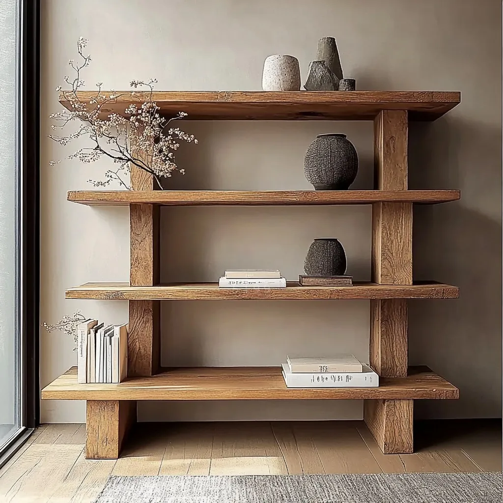Wabi Sandy Wind Solid Wood Bogu Rack Living Room Home Log Color Shelf