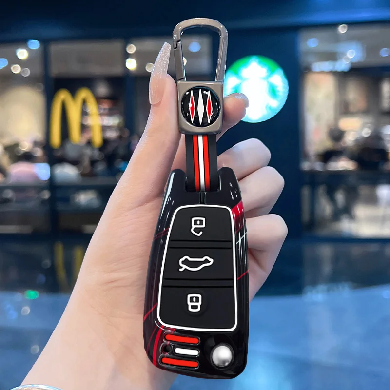 Car remote key shell suitable for Audi A3 folding A1 Q3 Q2L TT Q7 Q5 A6 key cover protective case buckle accessories
