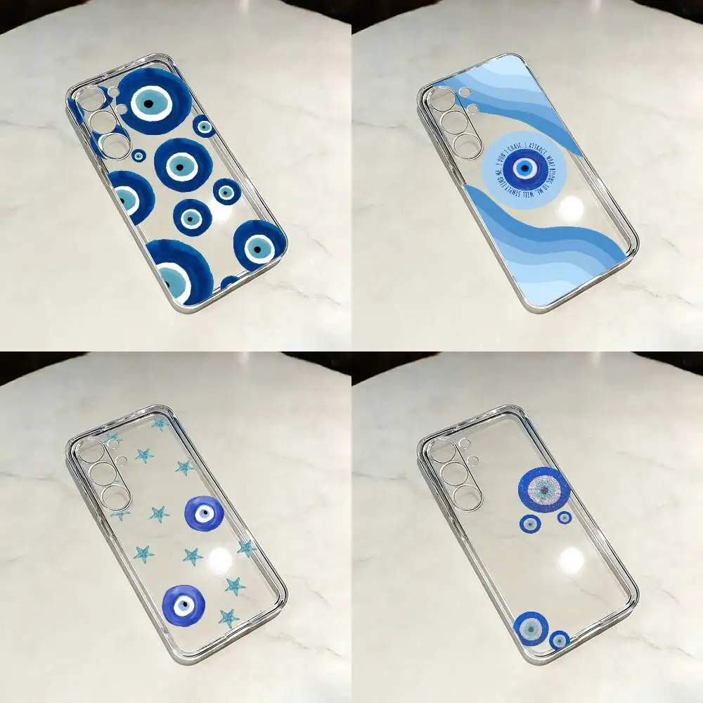 

Y2K L-Lucky Eye Blue Evil Eye Transparent Shockproof phone Case For Samsung S25,24,21,22,23,30,20,Ultra,Plus,Fe,Lite
