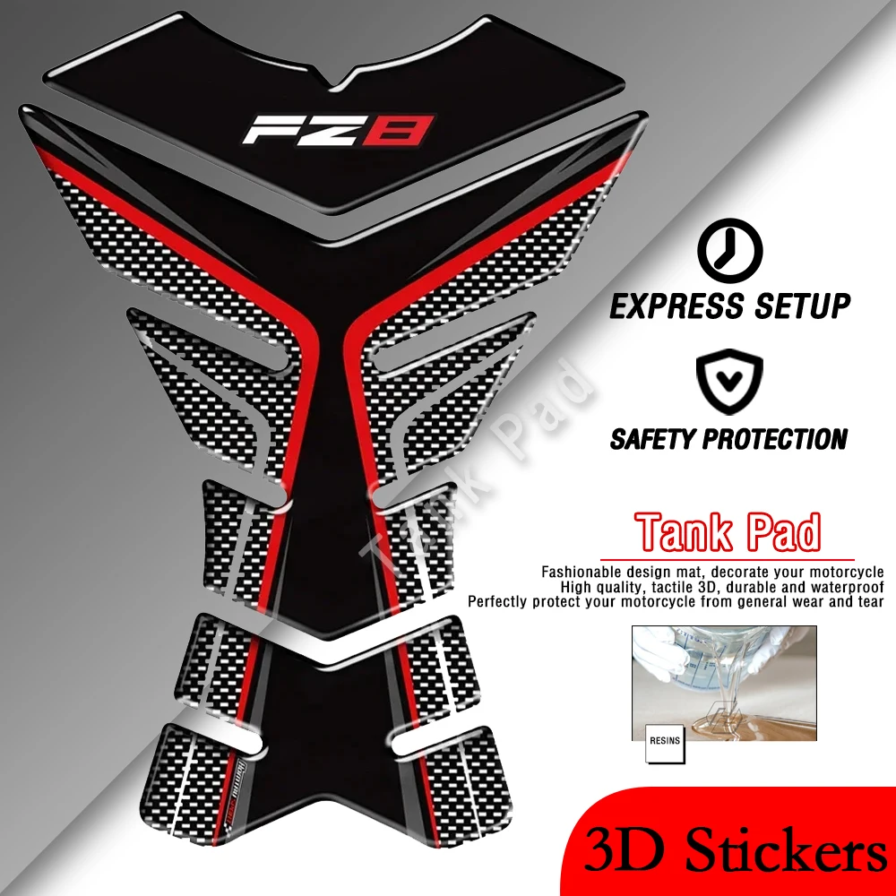 

For Yamaha FZ8 Fazer FZ8 Tankpad 3D resin carbon fiber appearance motorcycle fuel tank pad protective sticker