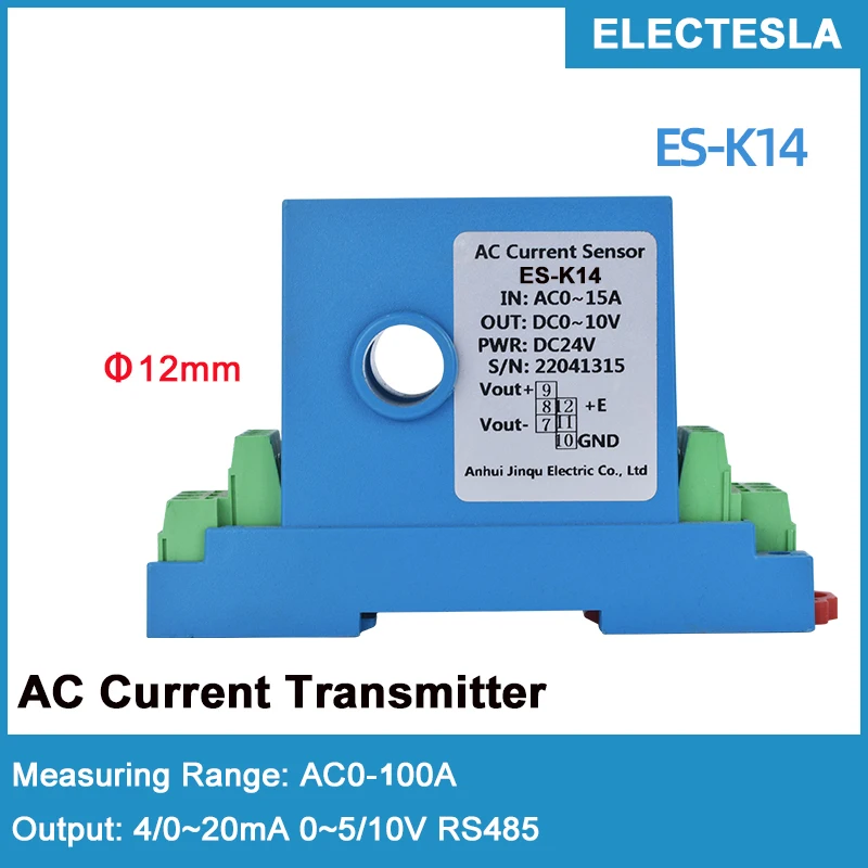 AC Current Sensor 50A 10A 20A 50A 100A 4/20mA 0/10V 0/5V RS485 Relay Current Transducer DC24V Transmitter