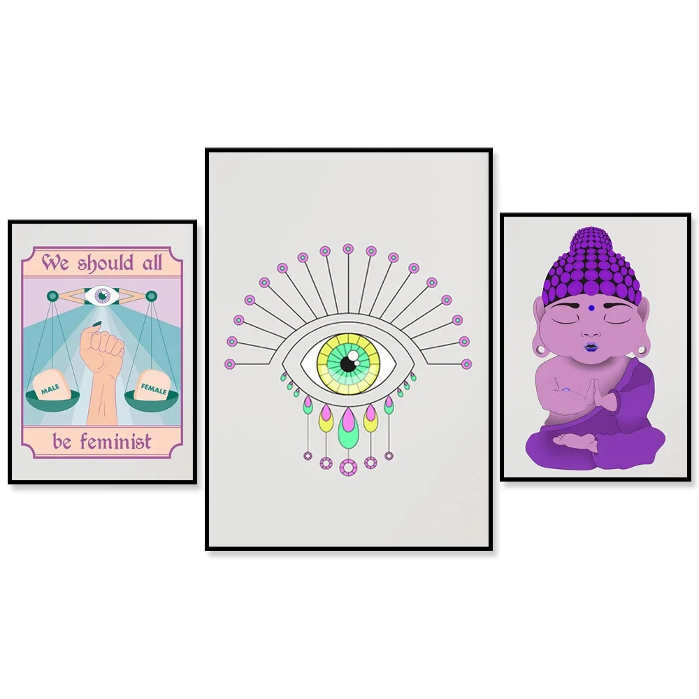 Morality-Baby Buddha, Eco-Responsibility-Ethics-Third Eye Chakra Spirit and Esoteric Poster, French Printed Tarot Feminists