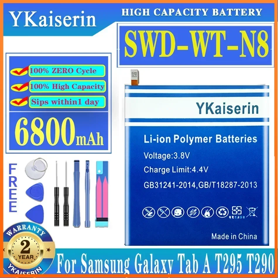 YKaiserin 6800mAh Replacement Battery SWD-WT-N8 SWDWTN8 for Samsung Galaxy Tab A T295 T290 TabA Batteries + free tools