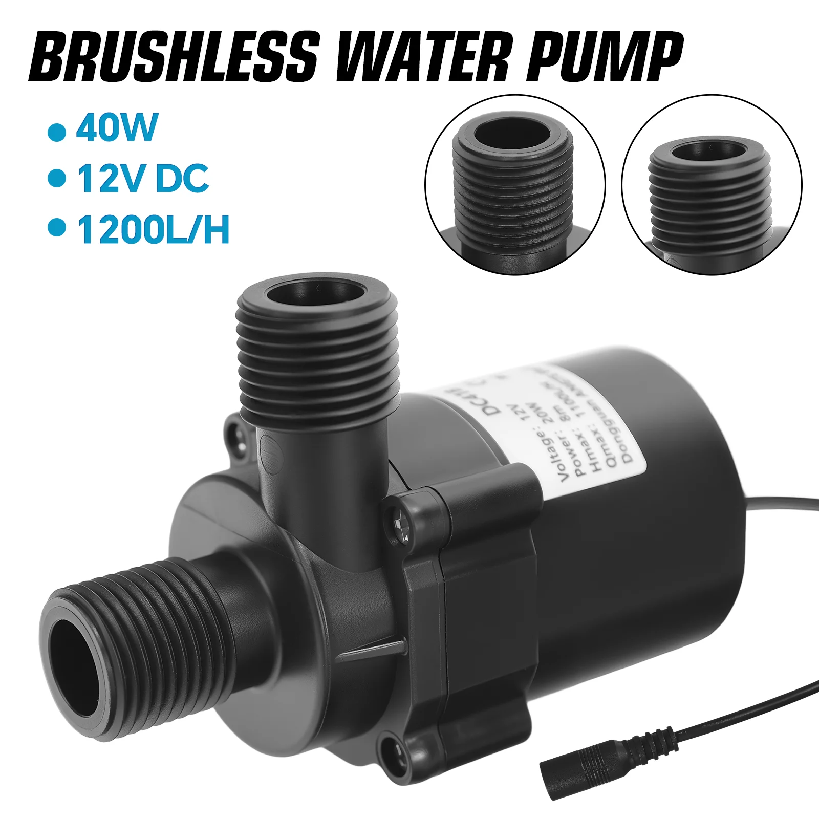 40W Brushless Submersible Water Pump DC12V 1200L/H Ultra-quiet Portable Water Transfer IP68 for Garden Pool Fish Tank