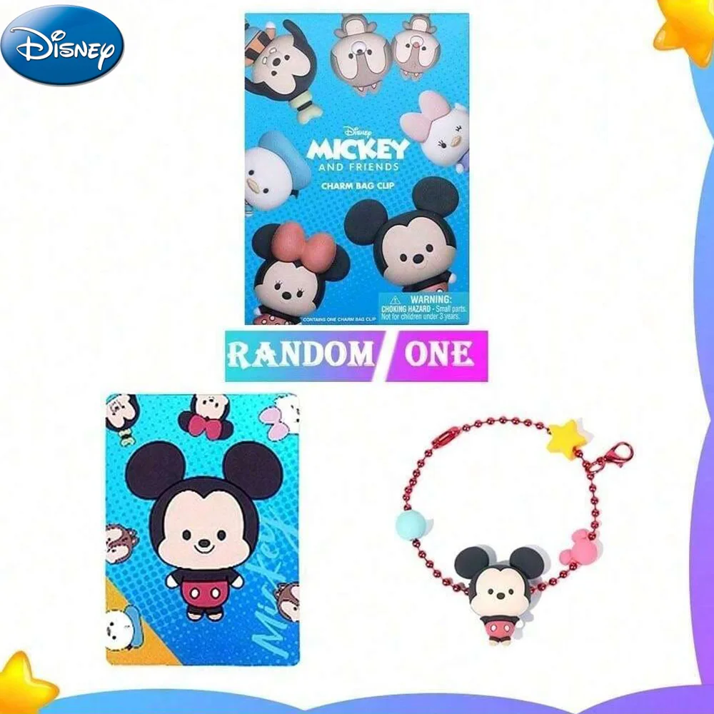 Mickey-Llavero de caja ciega con licencia oficial, Mickey Minnie Goofy Donald, bolsa ciega de PVC, regalo con dije, 1 unidad, Disney