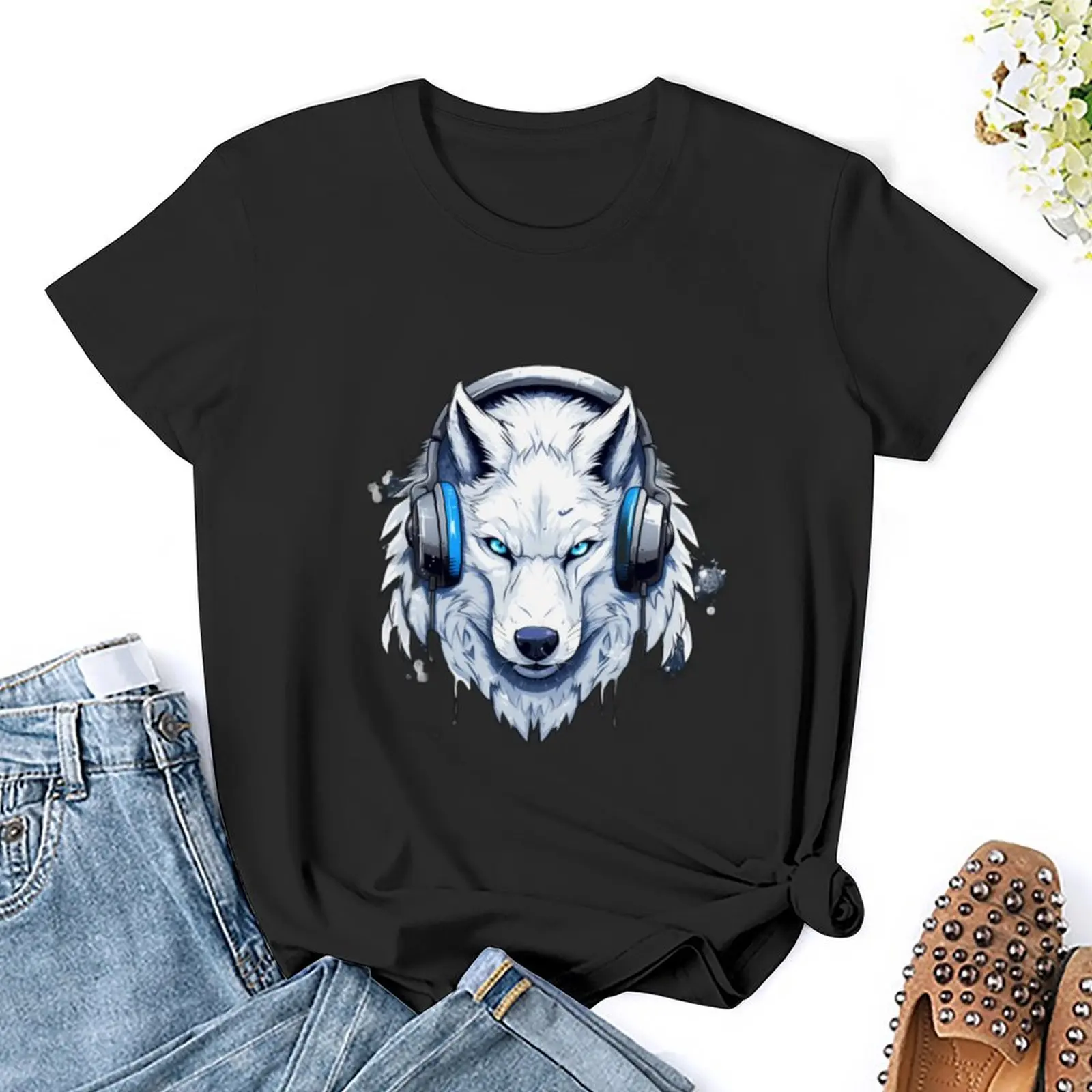 Wolf Gamer T-Shirt Sommerkleid ung lustiges Animal Print Shirt für Mädchen übergroße T-Shirts für Frauen